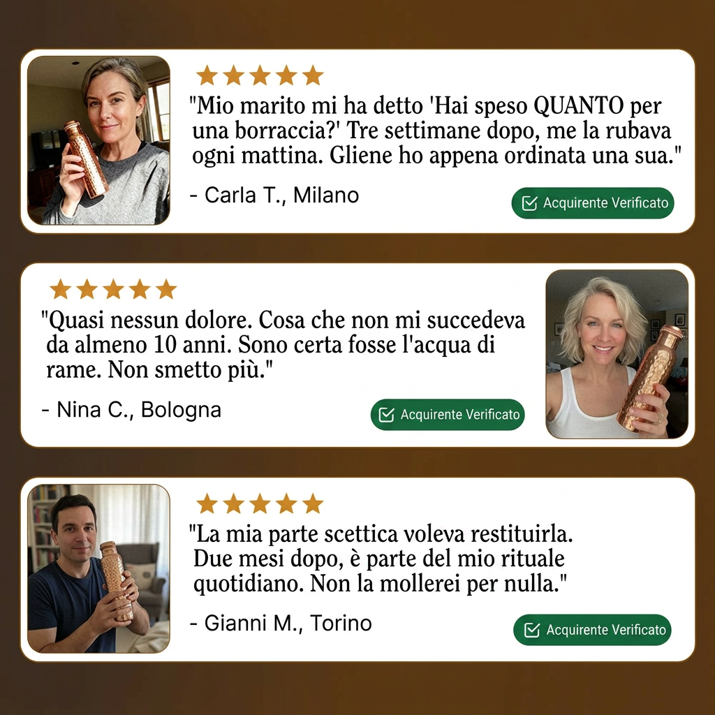 Bottiglia Ayurvedica Certificata in Rame Puro