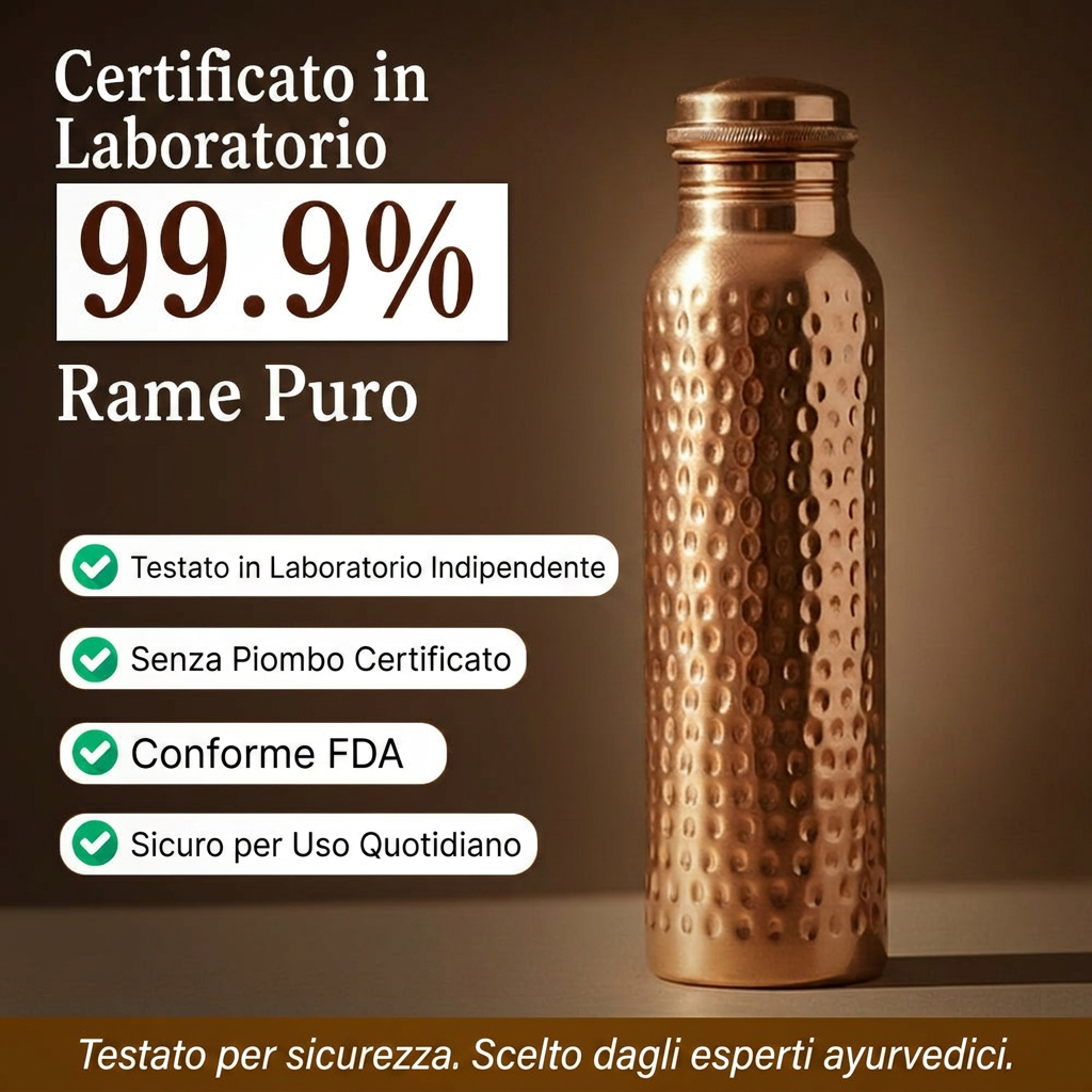 Bottiglia Ayurvedica Certificata in Rame Puro